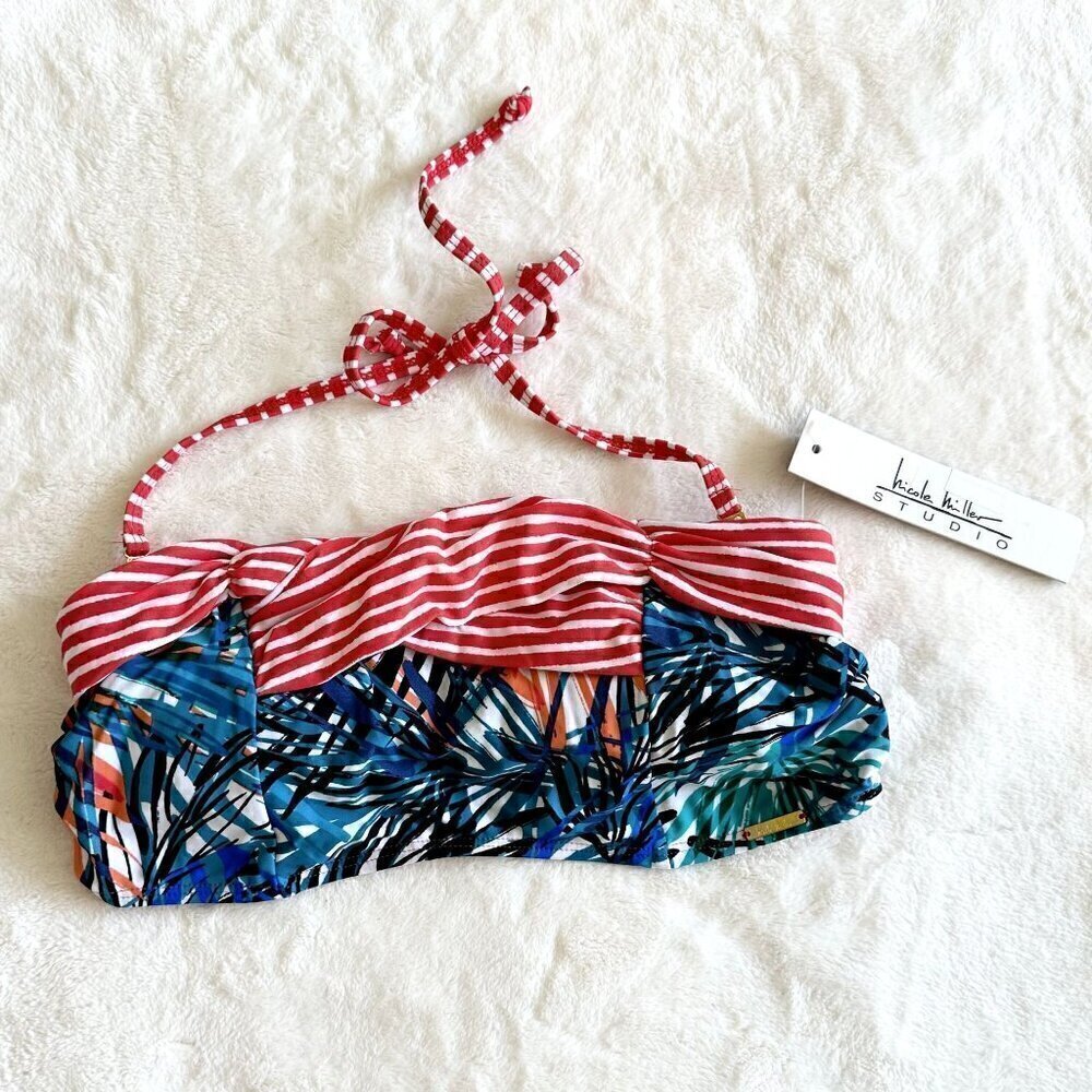 NWT Nicole Miller Tropical Printed Bikini Top - Size 6 (Small/Medium)